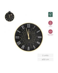 VASSOIO IN CARTA CAPODANNO NERO E ORO 30CM