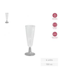 FLUTE RIUTILIZZABILE ARGENTO  GLITTER 150CC