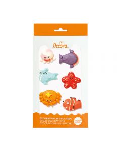 KIT DECORAZIONI IN ZUCCHERO ANIMALI MARINI PZ.6