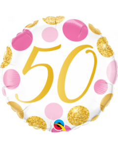 PALLONCINI MYLAR 50 ROSA E ORO 18inch.