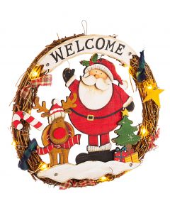 CORONA FESTONE BABBO NATALE CON LED 
