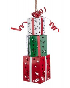 DECORAZIONE PACCO REGALO ROSSO BIANCO E VERDE