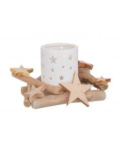 PORTA CANDELA BIANCO CON STELLE 