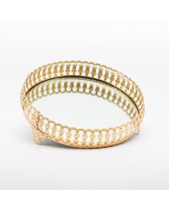 VASSOIO CON SPECCHIO ORO  33X33X8cm