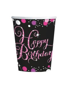 BICCHIERI HAPPY BIRTHDAY PINK SPARKLING CELEBRATION PZ. 8