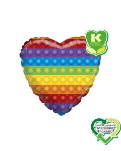 PALLONCINO MYLAR 18" CUORE ARCOBALENO POP-IT