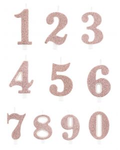 CANDELINE NUMERICHE ROSA GOLD GLITTER