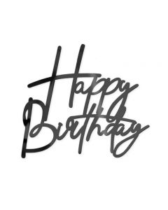 CAKE TOPPER HAPPY BIRTHDAY NERO LUCIDO