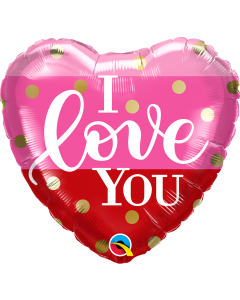 PALLONCINO MYLAR 18" I LOVE YOU GOLD DOTS LV