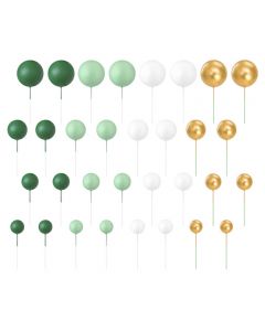 TOPPERS PER TORTA CON PALLINE MENTA,VERDE,ORO E BIANCO SET DA 32PZ.