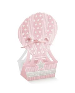 SCATOLINA MONGOLFIERA STAR ROSA 6x4x14,5cm PZ.10