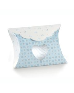 SCATOLINA BUSTA C/FINESTRA CUORE CELESTE 8x8,5x3cm PZ.10