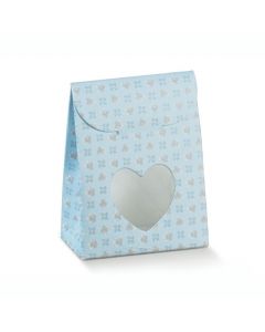 SCATOLINA SACCHETTO C/FINESTRA CUORE BLOOM CELESTE 6x3,5x8cm PZ.10