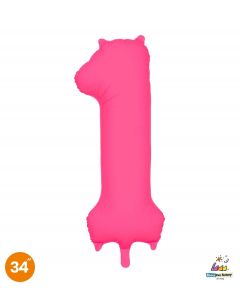 NUMERO 1 MYLAR 34"/86CM NEON FUCSIA