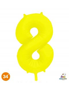 NUMERO 8 MYLAR 34"/86CM NEON GIALLO