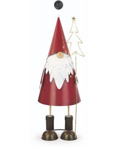 GNOMO ROSSO CON ALBERO E LED LATTA