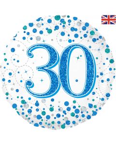 PALLONCINO MYLAR 30TH BIRTHDAY SPARKLING FIZZ BLUE