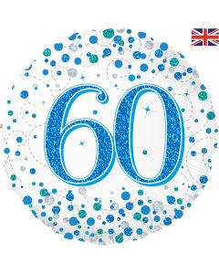 PALLONCINO MYLAR 60TH BIRTHDAY SPARKLING FIZZ BLUE