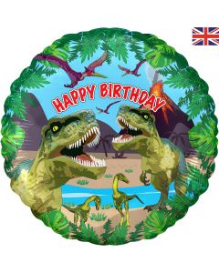 PALLONCINO MYLAR 18" JURASSIC DINOSAUR HAPPY BIRTHDAY