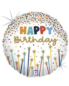 PALLONCINO MYLAR HAPPY BIRTHDAY STAR CANDLES