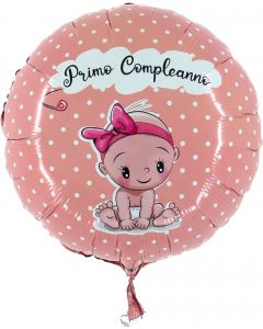 PALLONCINO MYLAR 18" PRIMO COMPLEANNO BABY GIRL