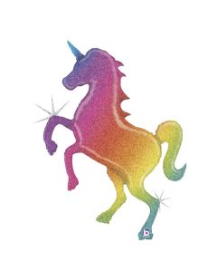 PALLONCINO MYLAR SUPERSHAPE UNICORNO GLITTER ARCOBALENO