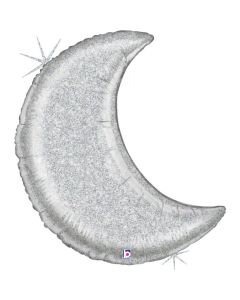 PALLONCINO MYLAR SUPERSHAPE LUNA ARGENTO GLITTER