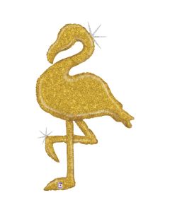 PALLONCINO MYLAR SPERSHAPE FENICOTTERO ORO GLITTER