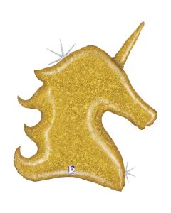 PALLONCINO MYLAR SUPERSHAPE UNICORNO GOLD GLITTER