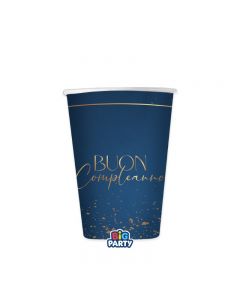 BICCHIERI BUON COMPEANNO BLUE NAVY PZ.6 76604
