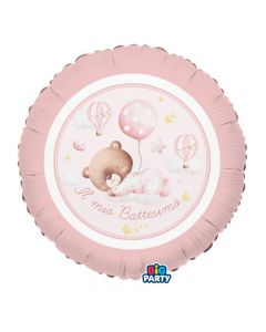 PALLONCINO MYLAR 18" BATTESIMO BABY BEAR ROSA 76847