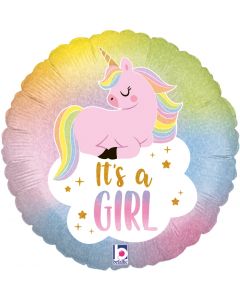 PALLONCINO MYLAR UNICORNO IT'S A GIRL