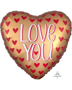 PALLONCINO MYLAR CUORE GOLD SATIN I LOVE YOU LV