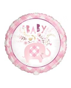 PALLONCINO MYLAR 18" PINK FLORAL ELEPHANT