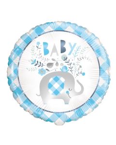 PALLONCINO MYLAR 18" BLUE FLORAL ELEPHANT 