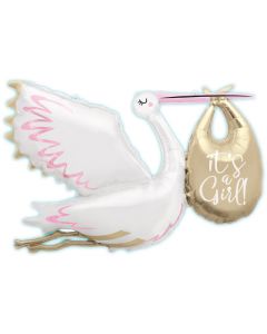 PALLONCINO MYLAR JUMBO CICOGNA ROSA