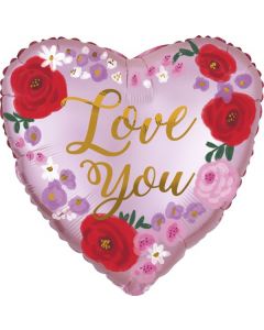 PALLONCINO MYLAR 18" SATIN LOVE YOU FLORAL LV