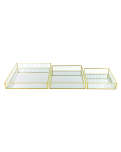VASSOI IN VETRO PLATEAU QUADRATO 3PZ