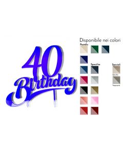 Cake Topper 40 Auguri Plex