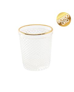 BICCHIERE IN VETRO 270ML TRASPARENTE CON BORDINO ORO 