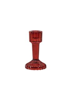 CANDELABRO IN VETRO RIGATO ROSSO 11CM  41558