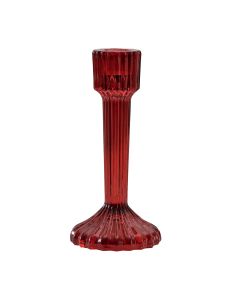 CANDELABRO IN VETRO RIGATO ROSSO 16CM  41559