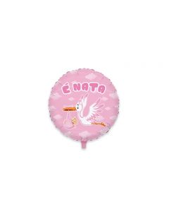 PALLONCINO MYLAR "E' NATA" ROSA 45CM