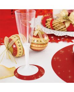 SOTTOBICCHIERI GLITTER ROSSO PZ. 6