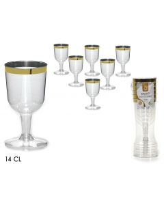 SET 6 CALICI TRASP CON BORDINO ORO 14CL RIUTILIZZABILE