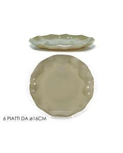 SET 6 PIATTINI TORTORA E ORO 16CM RIUTILIZZABILE
