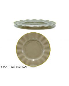 SET 6 PIATTI TORTORA E ORO 22CM RIUTILIZZABILE