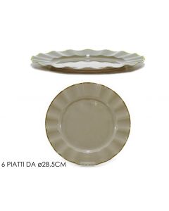 SET 6 PIATTI TORTORA E ORO 28CM RIUTILIZZABILE