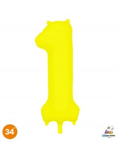 NUMERO 1 MYLAR 34"/86CM NEON GIALLO