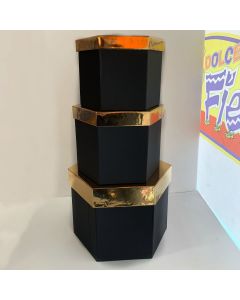 SET SCATOLE ESAGONALI NERO/ORO PZ.3